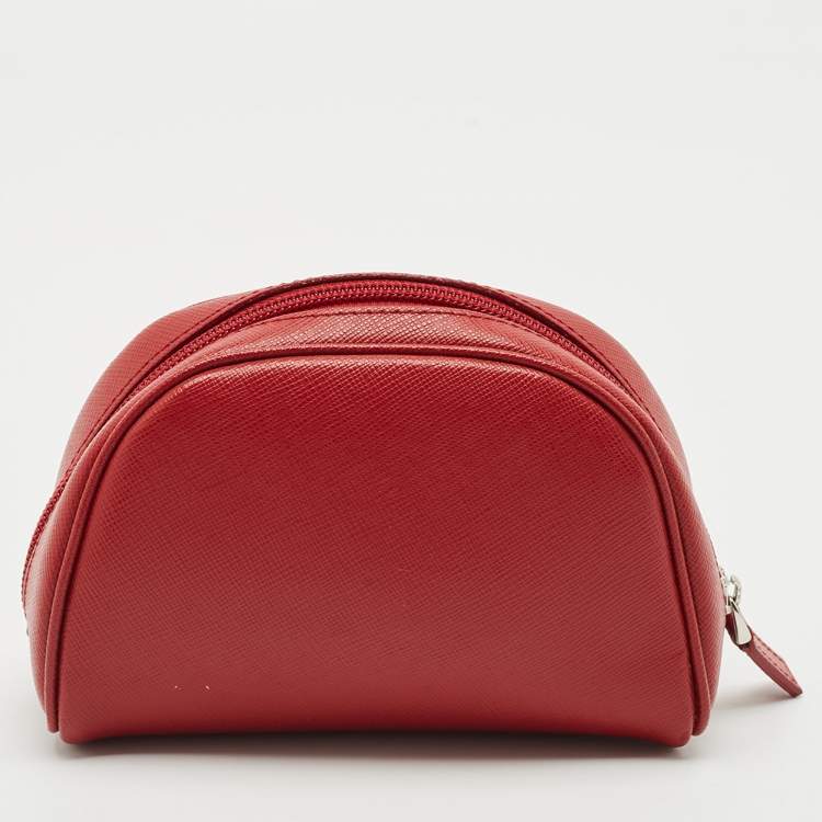 Pre Owned Montblanc Red Leather La Vie de Boheme Cosmetic Pouch