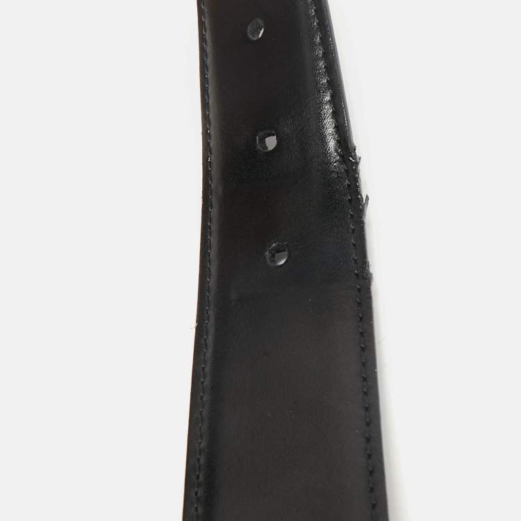 Pre Owned Montblanc Black/Brown Leather Reversible Cut to Size Belt