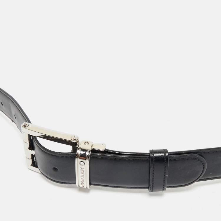 Pre Owned Montblanc Black/Brown Leather Reversible Cut to Size Belt