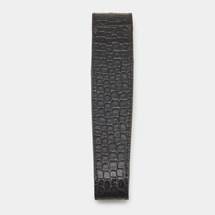 Pre Owned Montblanc Black Croc Embossed Leather 1 Pen Pouch