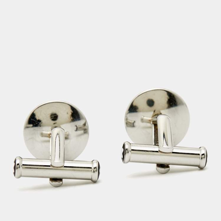 Pre Owned Montblanc Star Resin Mother of Pearl Silver Tone Cufflinks