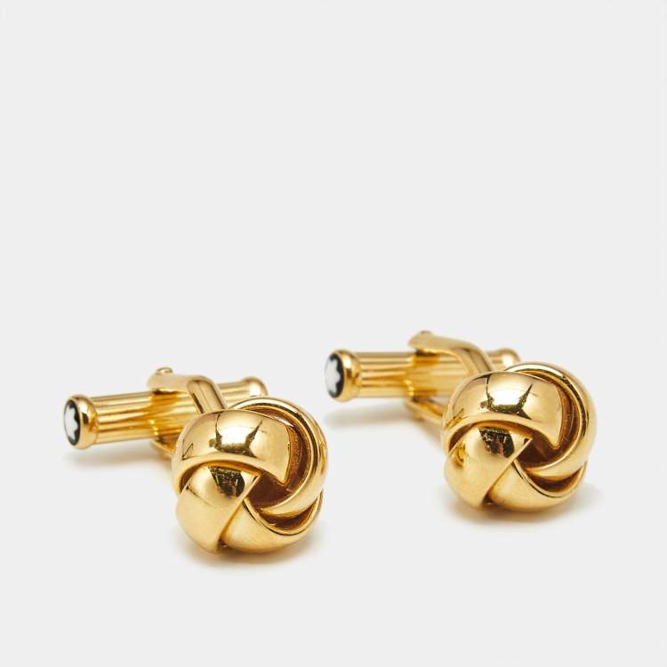 Pre Owned Montblanc Knot Gold Tone Cufflinks