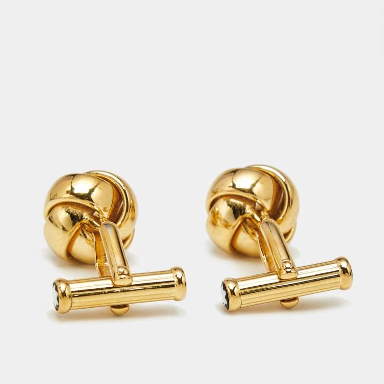 Pre Owned Montblanc Knot Gold Tone Cufflinks