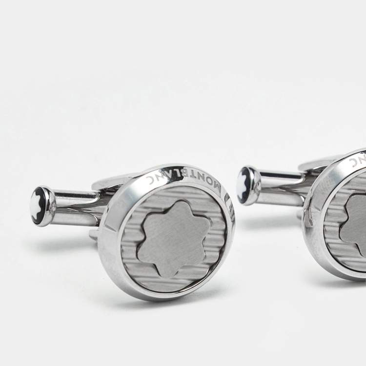 Pre Owned Montblanc Star Stainless Steel Round Cufflinks
