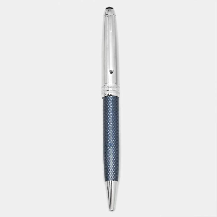 Pre Owned Montblanc Meisterstück Solitaire Doué Blue Hour Silver Tone Blue Lacquered Classique Ballpoint Pen