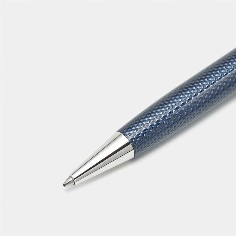 Pre Owned Montblanc Meisterstück Solitaire Doué Blue Hour Silver Tone Blue Lacquered Classique Ballpoint Pen