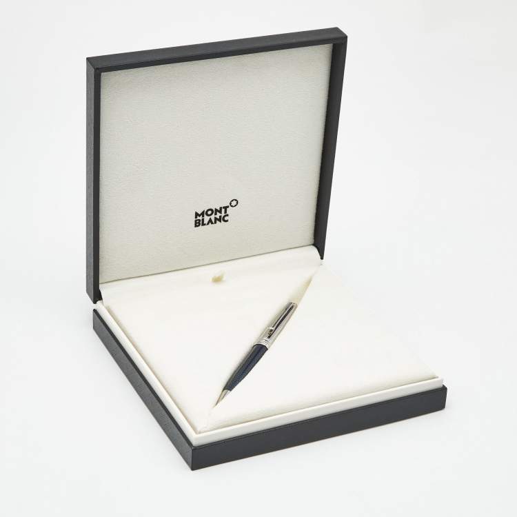 Pre Owned Montblanc Meisterstück Solitaire Doué Blue Hour Silver Tone Blue Lacquered Classique Ballpoint Pen