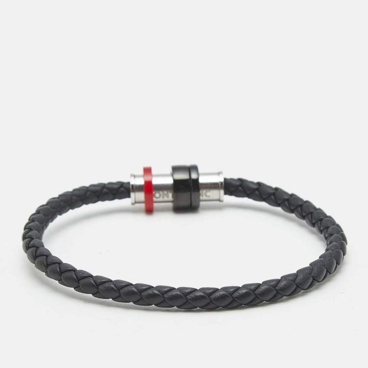 Pre Owned Montblanc The TimeWalker Woven Leather Ceramic Stainelss Steel Bracelet