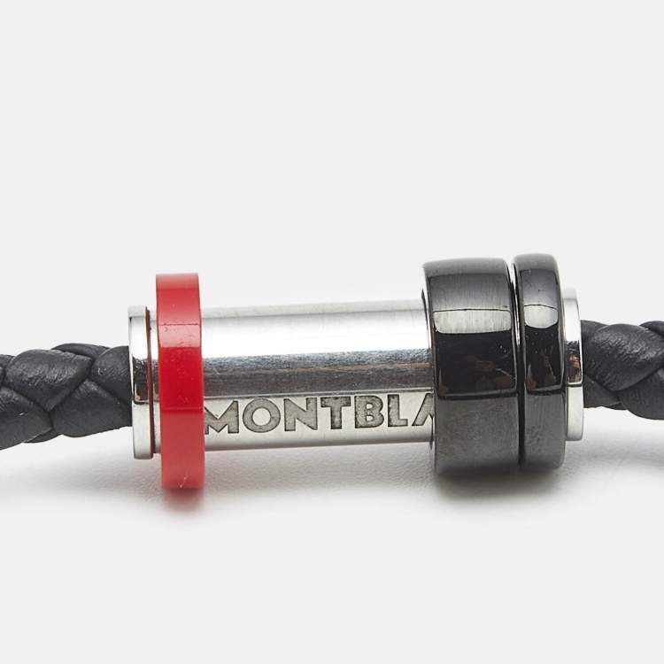 Pre Owned Montblanc The TimeWalker Woven Leather Ceramic Stainelss Steel Bracelet