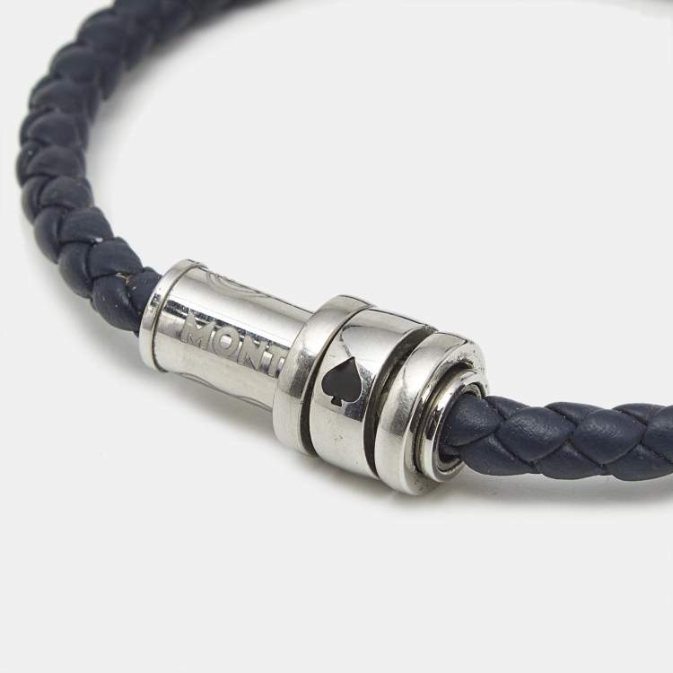 Pre Owned Montblanc Meisterstruck Tribute to the Book Around the World in 80 Days Ace of Spade Leather Steel Bracelet 63