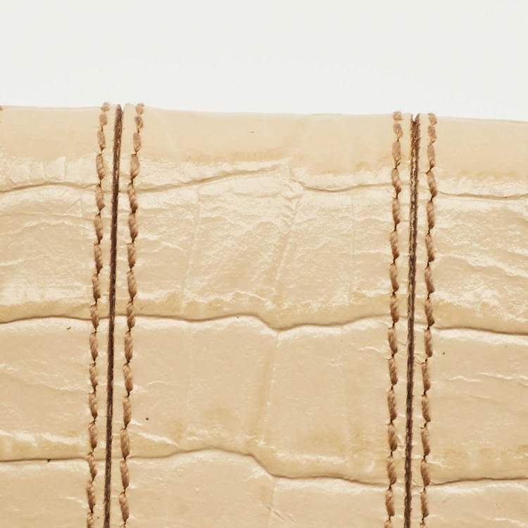 Pre Owned Montblanc Beige Croc Embossed Leather Boheme Pen Pouch