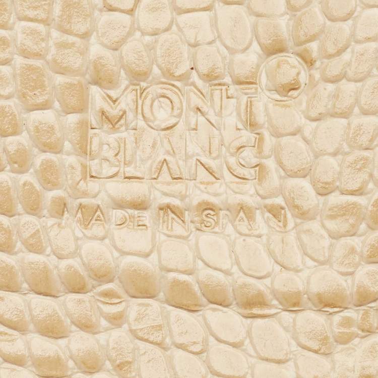 Pre Owned Montblanc Beige Croc Embossed Leather Boheme Pen Pouch