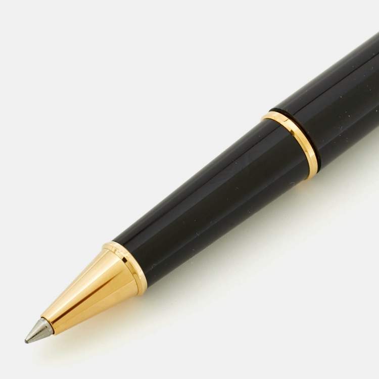 Pre Owned Montblanc Meisterstuck Black Resin Gold Tone Rollerball Pen