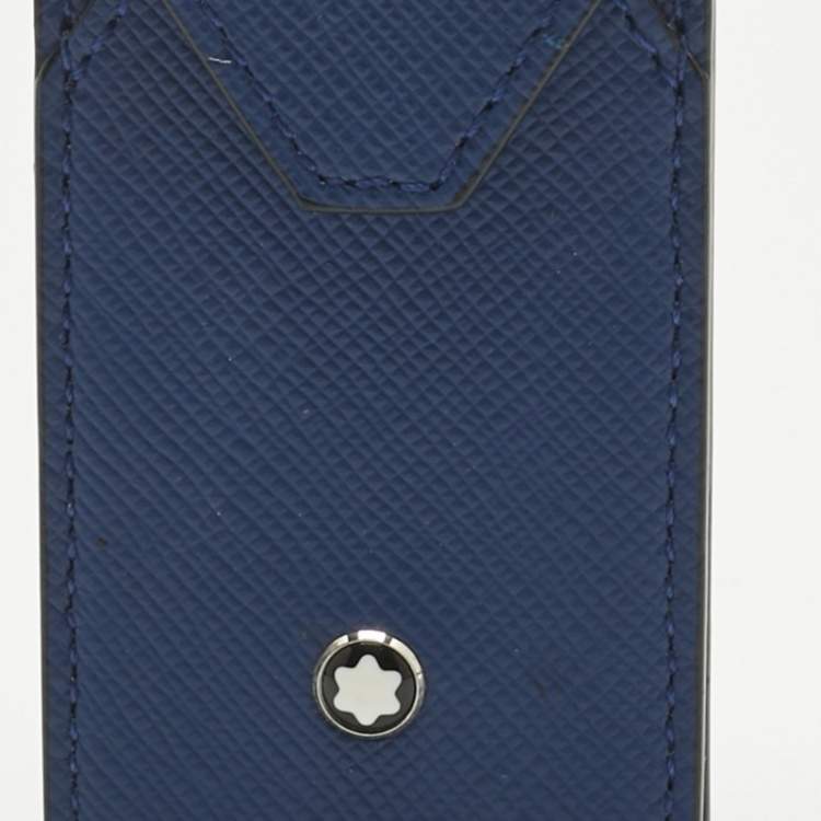Pre Owned Montblanc Blue Leather 2 Pen Pouch Holder