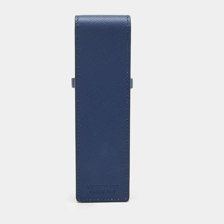 Pre Owned Montblanc Blue Leather 2 Pen Pouch Holder