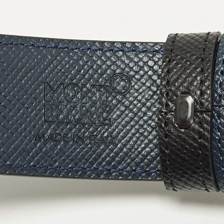 مملوكة مسبقًا Montblanc Meisterstuck Cut to Size Reversible Buckle Belt Black/Blue Leather