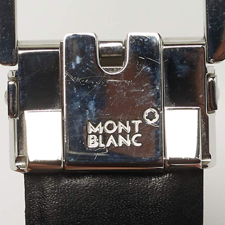 Pre Owned Montblanc Cut to Size Reversible Buckle Belt Brown/Black Leather
