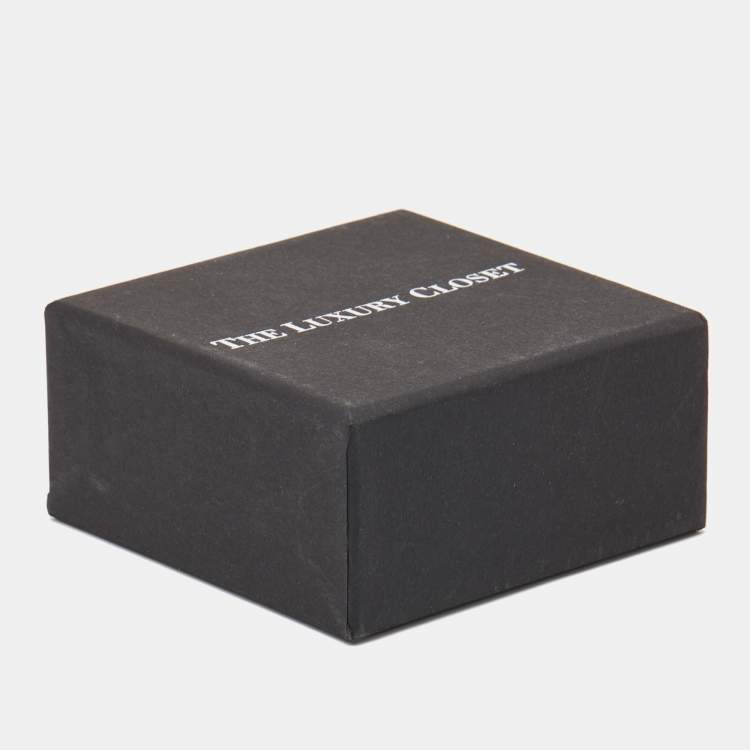 Pre Owned Montblanc Monograin Black Leather Inlay Steel Cufflinks