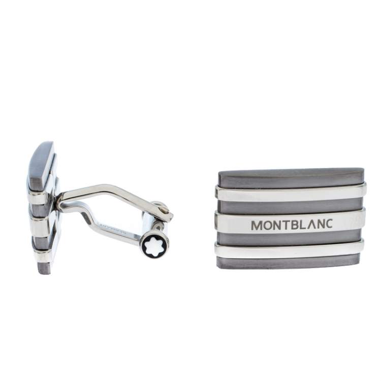 Pre Owned Montblanc Meisterstuck Stainless Steel & Tantalum Rectangular Cufflinks