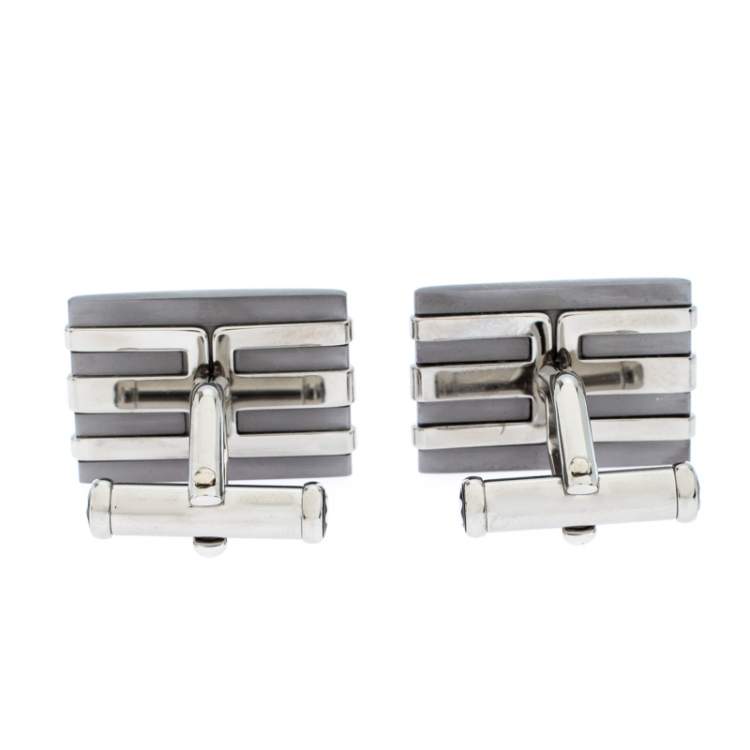 Pre Owned Montblanc Meisterstuck Stainless Steel & Tantalum Rectangular Cufflinks