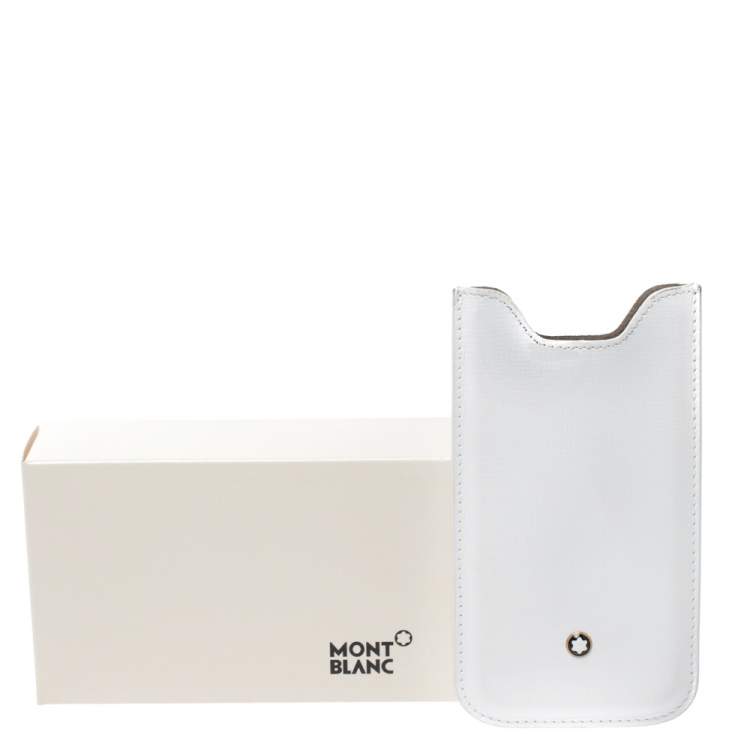 Pre Owned Montblanc White Leather  Meisterstuck Phone Case