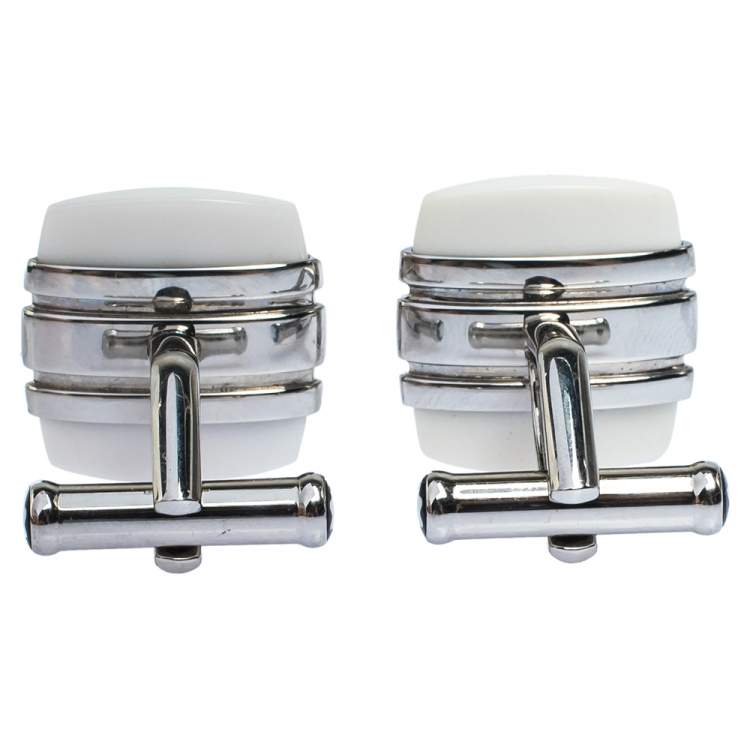 Pre Owned Montblanc Classic Collection Chalcedony & Stainless Steel Cufflinks
