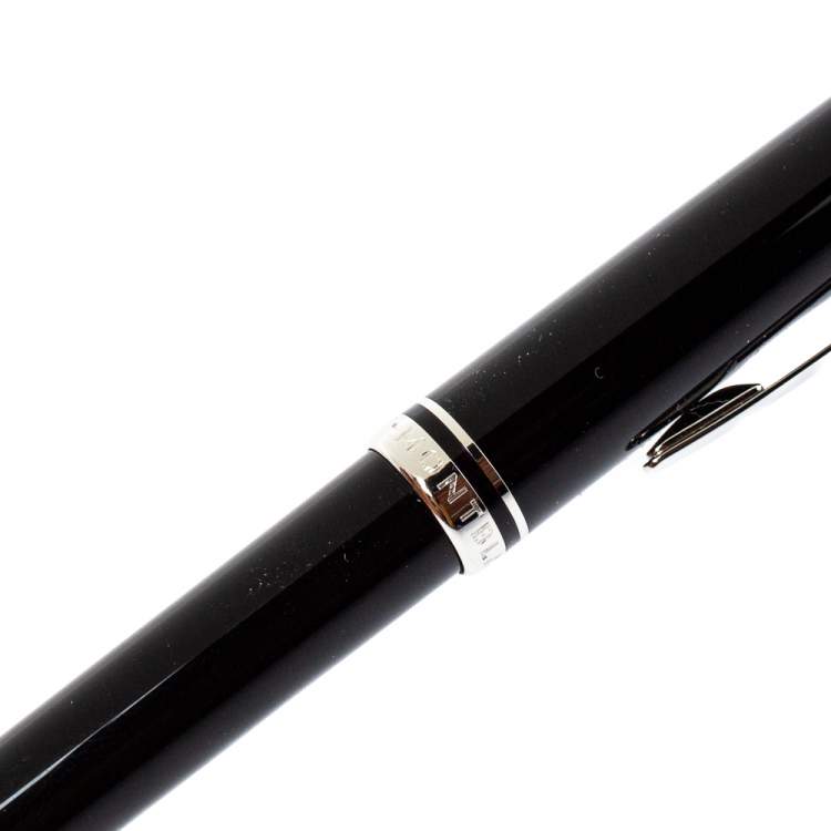 Pre Owned Montblanc Black Resin Platinum Finish Ballpoint Pen 
