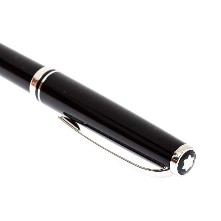 Pre Owned Montblanc Black Resin Platinum Finish Ballpoint Pen 