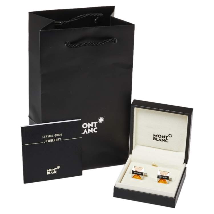 Pre Owned Montblanc Orange Resin Inlay Urban Spirit Cufflinks