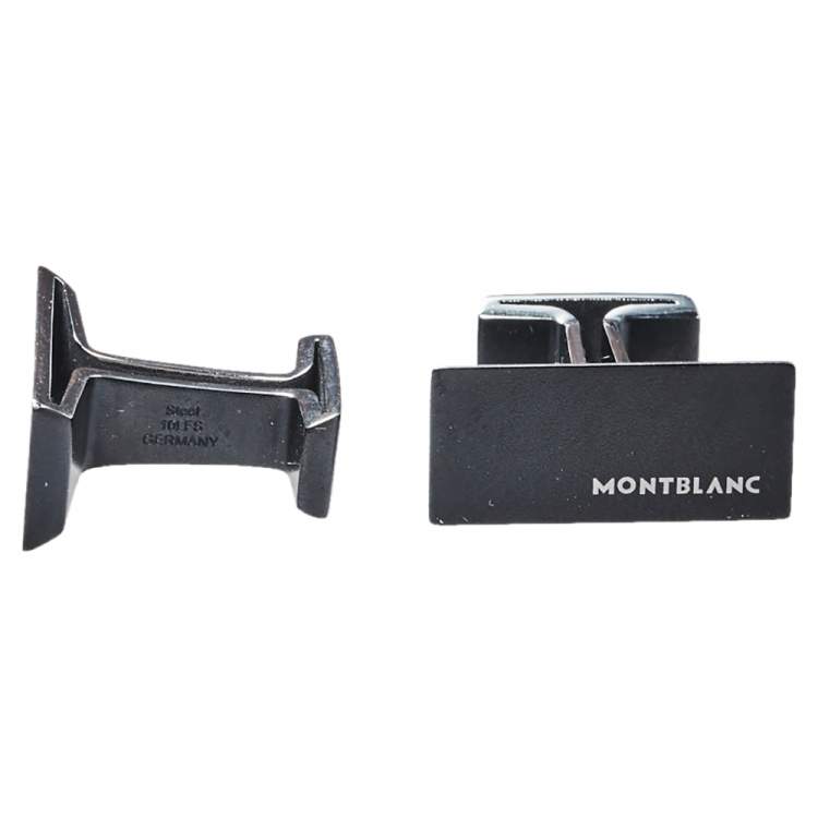 Pre Owned Montblanc Black PVD Coated Steel M Rectangular Cufflinks