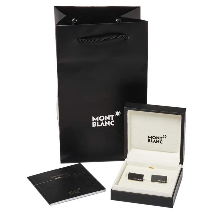 Pre Owned Montblanc Black PVD Coated Steel M Rectangular Cufflinks