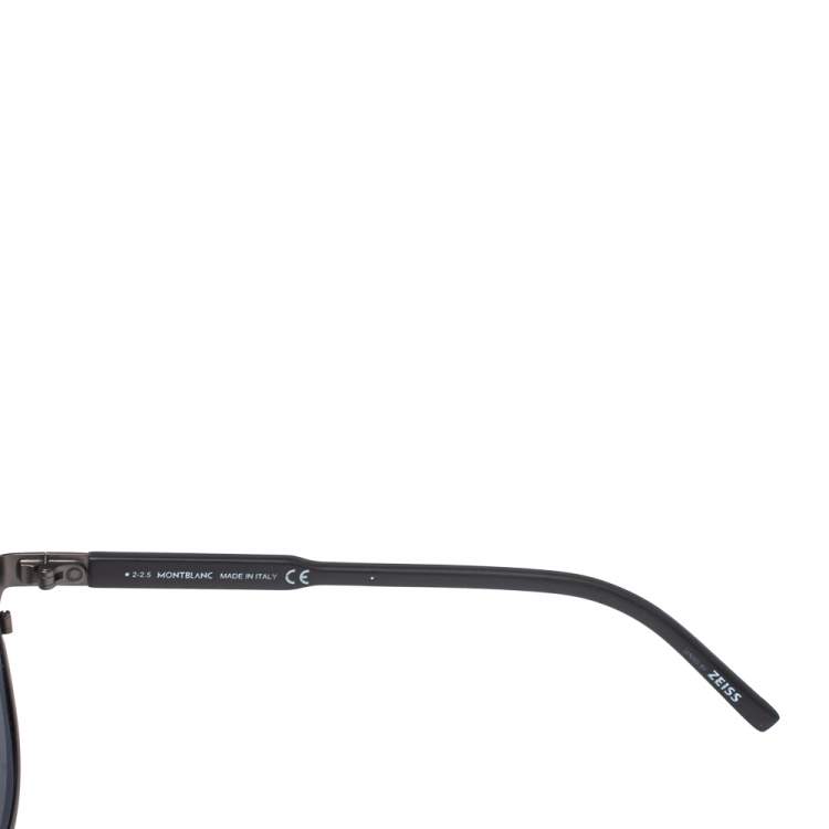 Pre Owned Montblanc Matte Black/ Grey MB590S Round Sunglasses