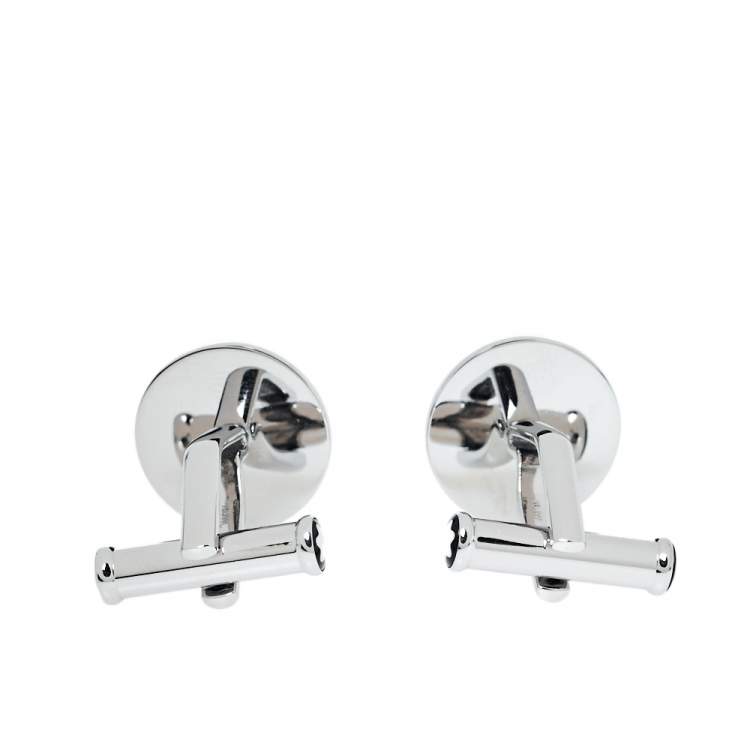 مملوكة مسبقًا Montblanc Black Onyx Inlay Stainless Steel Meisterstück Cufflinks