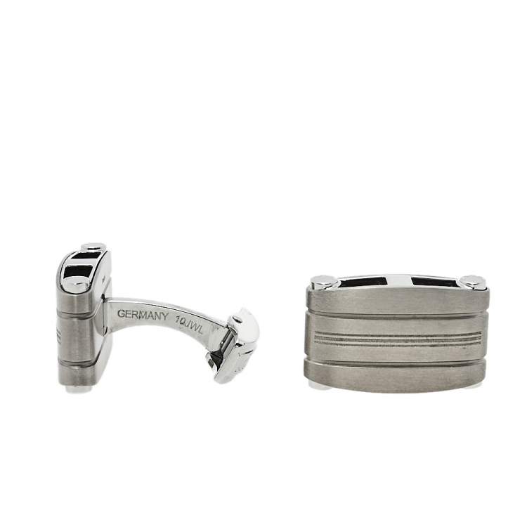 Pre Owned Montblanc Silver Tone Rectangular Titanium Cufflinks