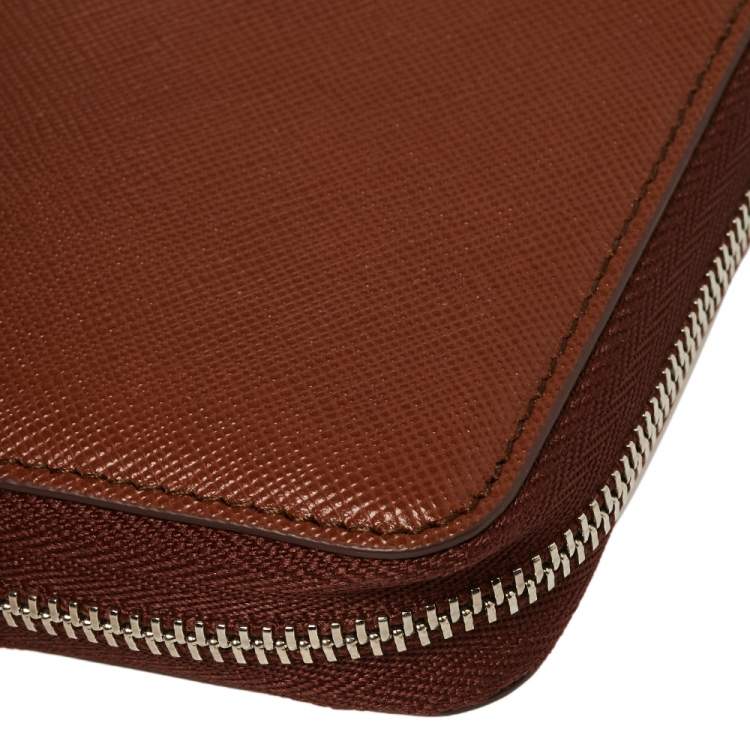 Pre Owned Montblanc Brown Leather Zip Around Agenda Organizer