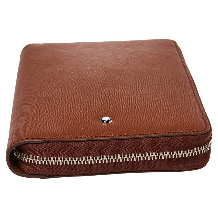 Pre Owned Montblanc Brown Leather Zip Around Agenda Organizer