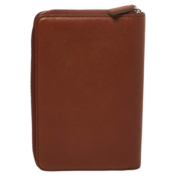 Pre Owned Montblanc Brown Leather Zip Around Agenda Organizer
