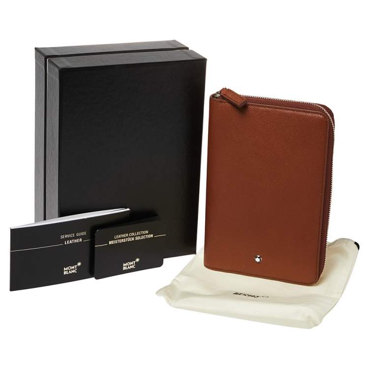 Pre Owned Montblanc Brown Leather Zip Around Agenda Organizer