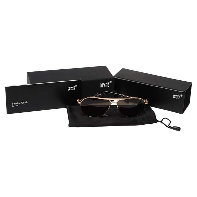 مملوكة مسبقًا Montblanc Gold Tone/Black MB512S Aviator Sunglasses