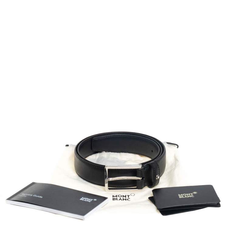 Pre Owned Montblanc Black Leather Classic Line Buckle Belt 85CM