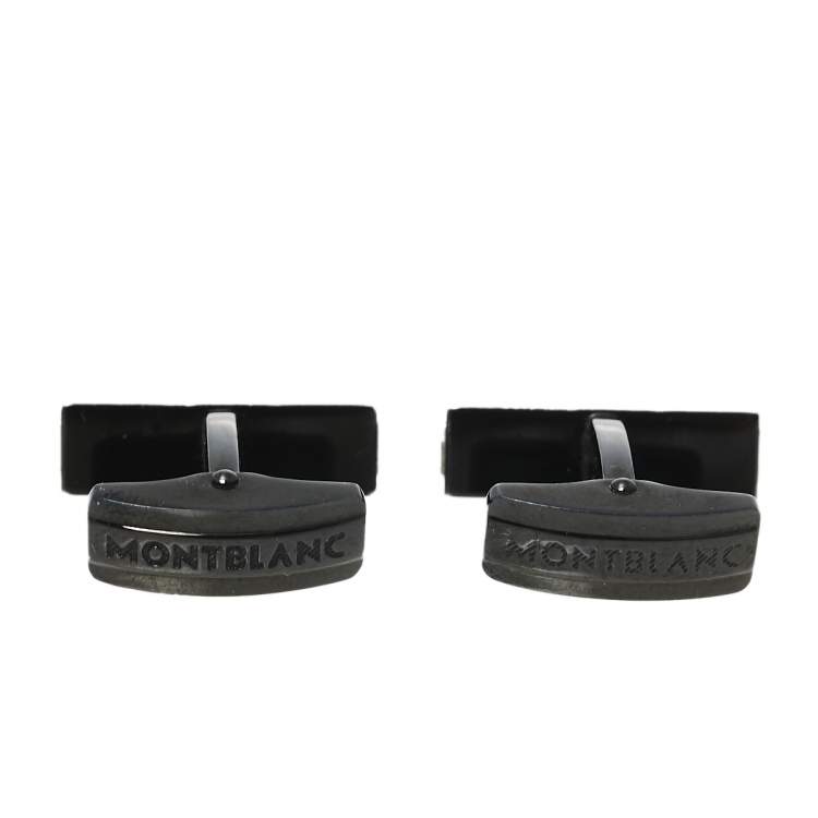 Pre Owned Montblanc Iconic Black PVD Steel Cufflinks