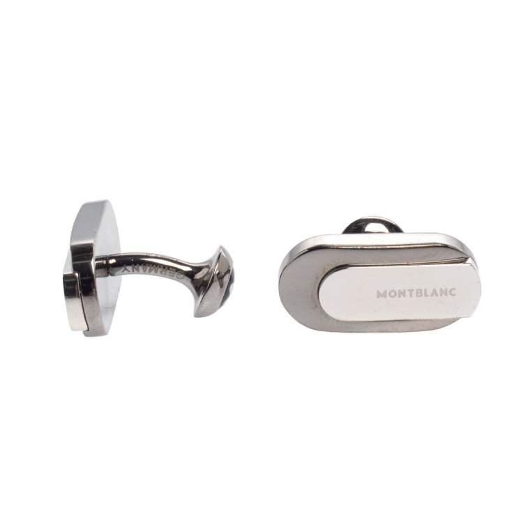 Pre Owned Montblanc Gunmetal Tone Sterling Silver Oval Cufflinks