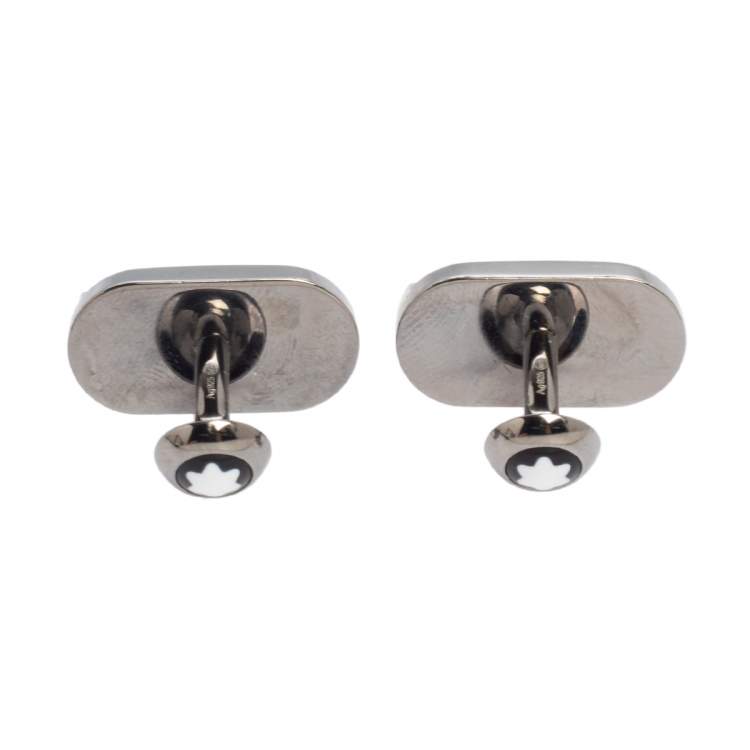 Pre Owned Montblanc Gunmetal Tone Sterling Silver Oval Cufflinks