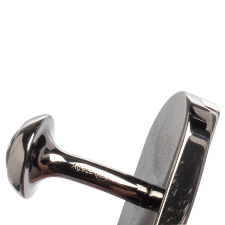 Pre Owned Montblanc Gunmetal Tone Sterling Silver Oval Cufflinks
