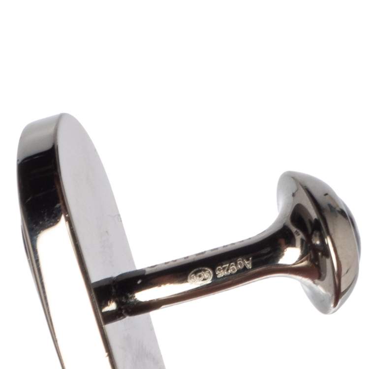 Pre Owned Montblanc Gunmetal Tone Sterling Silver Oval Cufflinks