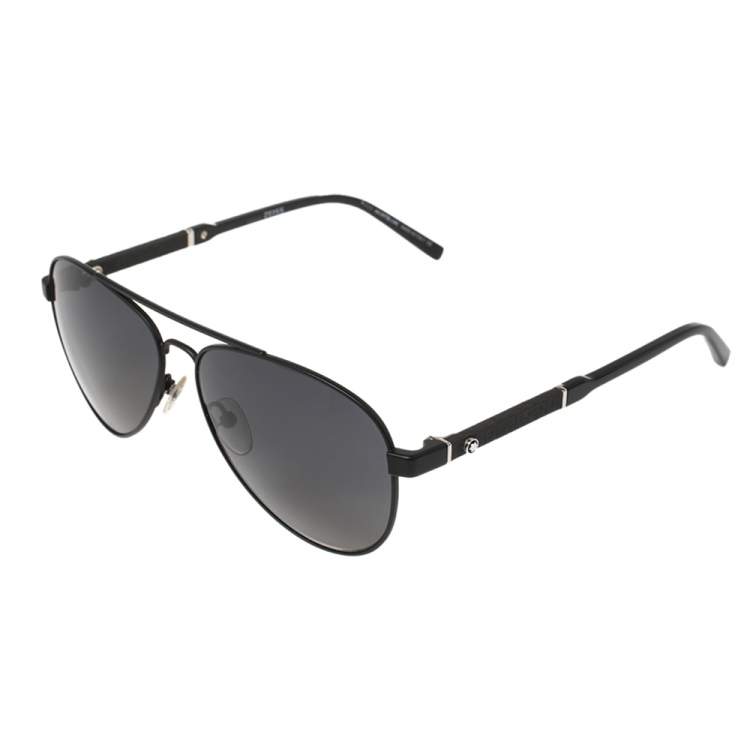 Pre Owned Montblanc Black/Grey MB645S Aviator Sunglasses