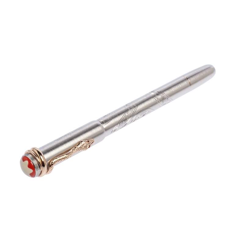 مملوكة مسبقًا Montblanc Heritage Rouge et Noir Solitaire Serpent Platinum Coated Limited Edition Rollerball Pen