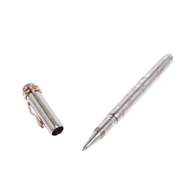 مملوكة مسبقًا Montblanc Heritage Rouge et Noir Solitaire Serpent Platinum Coated Limited Edition Rollerball Pen