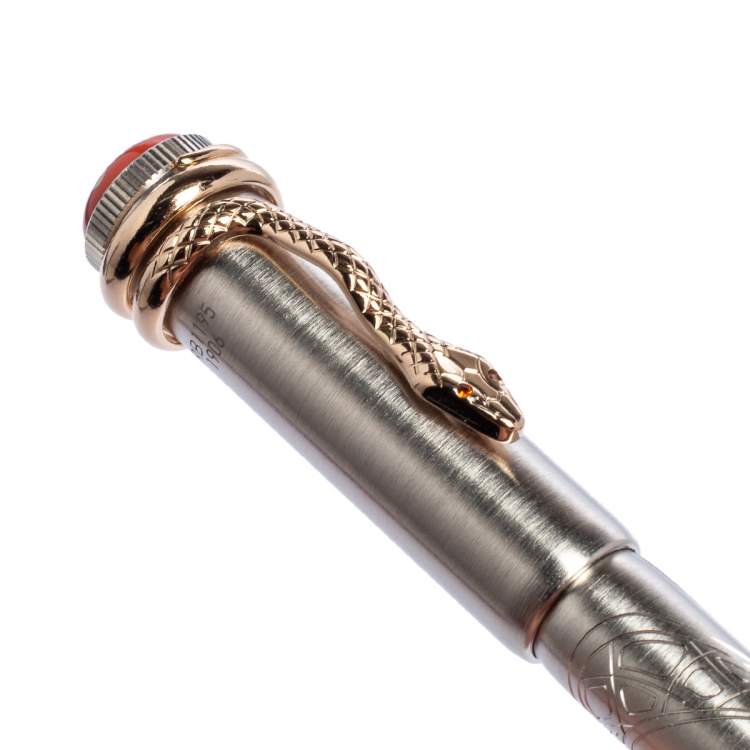 مملوكة مسبقًا Montblanc Heritage Rouge et Noir Solitaire Serpent Platinum Coated Limited Edition Rollerball Pen
