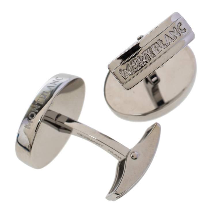 Pre Owned Montblanc Steel JFK Edition Oval Cuff Links